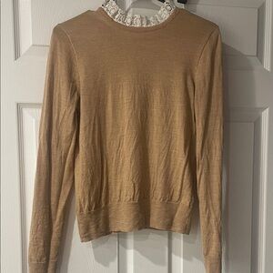 J. Crew Tan Top with Lace Accents